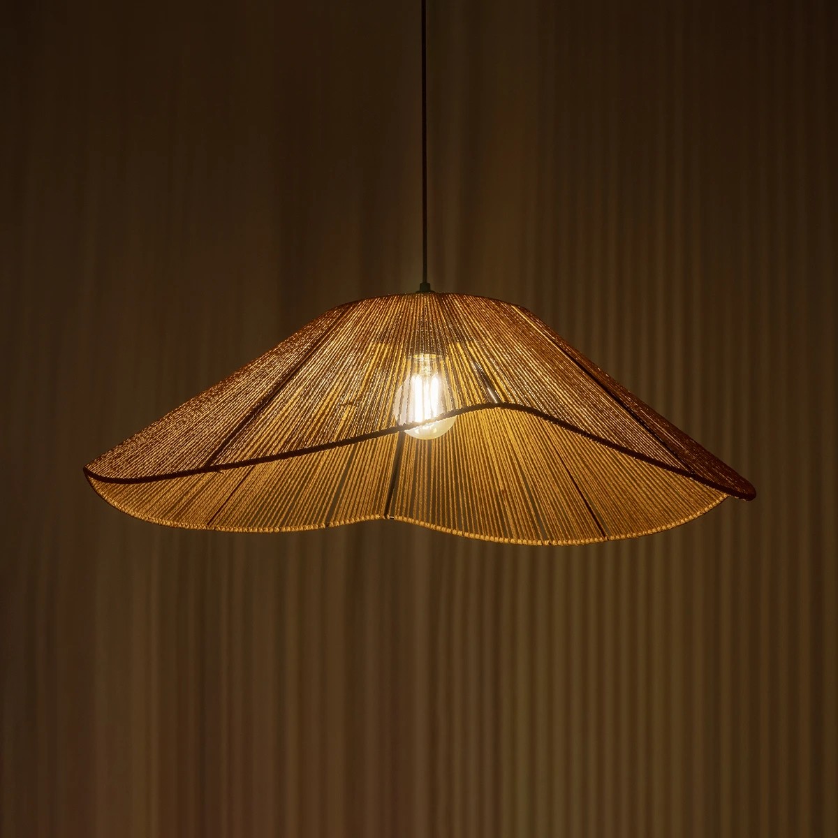 GLOBOSTAR® COURBE 205-0039 Boho Κρεμαστό Φωτιστικό Οροφής με Ντουί 1 x E27 AC 220-240V IP20 – Μπεζ – M62 x Π62 x Υ22cm