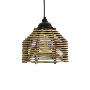 GLOBOSTAR® JUTTO 205-0040 Boho Κρεμαστό Φωτιστικό Οροφής με Ντουί 1 x E27 AC 220-240V IP20 – Μπεζ – M20 x Π20 x Υ18cm