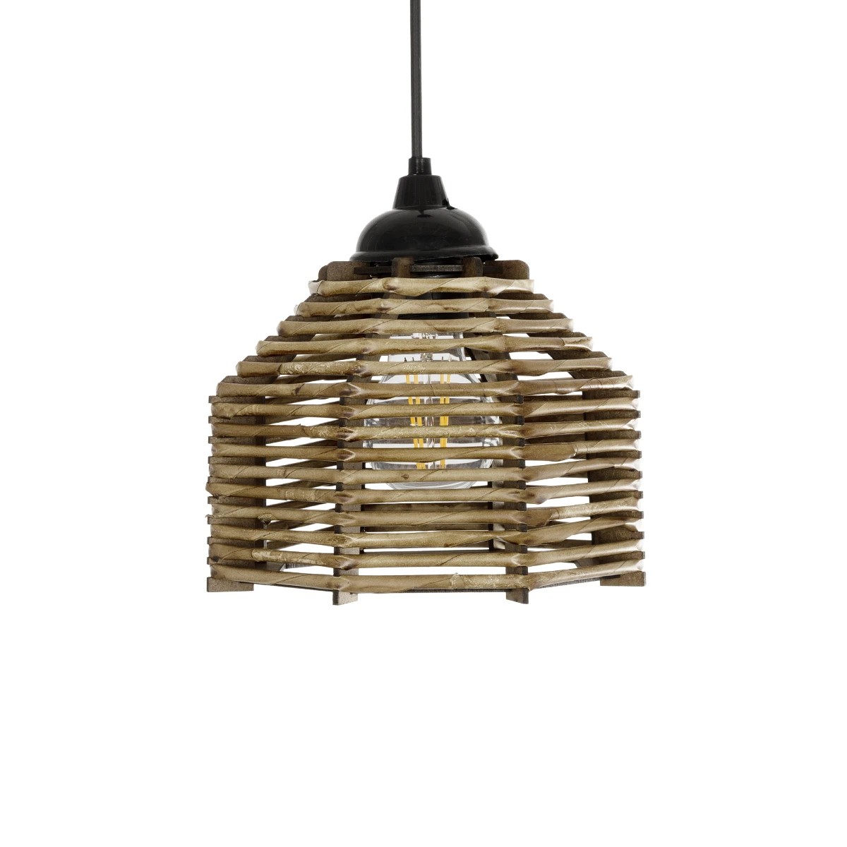 GLOBOSTAR® JUTTO 205-0040 Boho Κρεμαστό Φωτιστικό Οροφής με Ντουί 1 x E27 AC 220-240V IP20 – Μπεζ – M20 x Π20 x Υ18cm