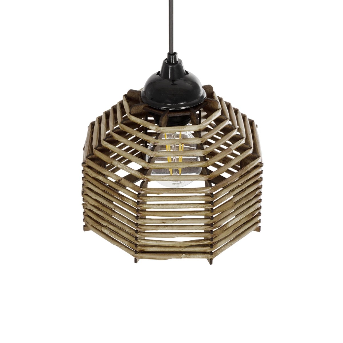 GLOBOSTAR® JUTTO 205-0040 Boho Κρεμαστό Φωτιστικό Οροφής με Ντουί 1 x E27 AC 220-240V IP20 – Μπεζ – M20 x Π20 x Υ18cm