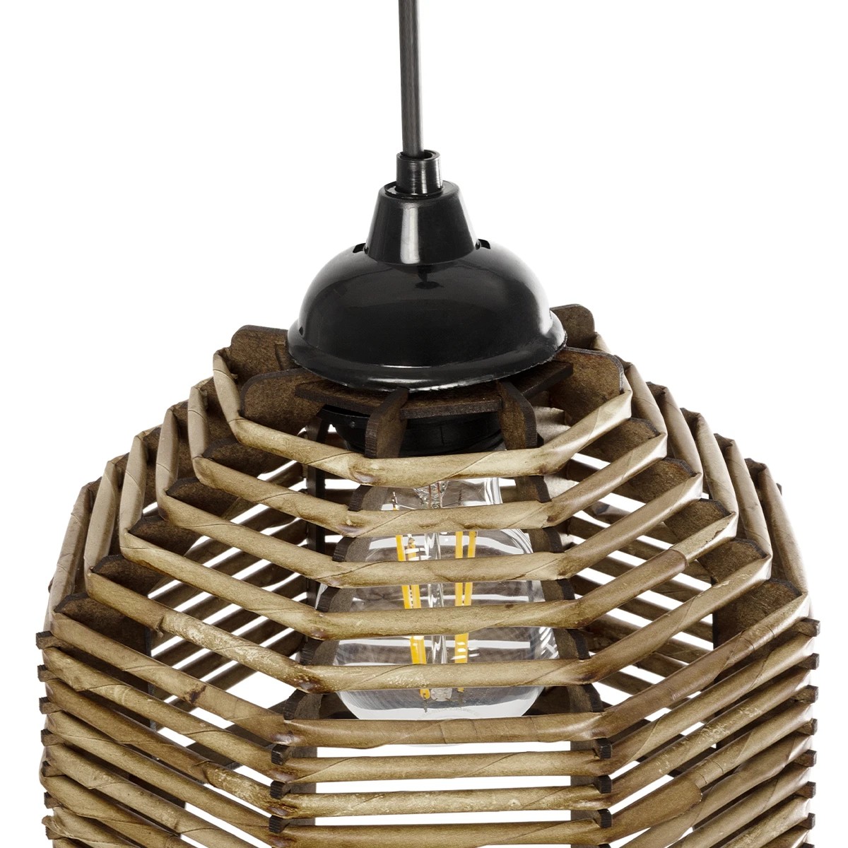 GLOBOSTAR® JUTTO 205-0040 Boho Κρεμαστό Φωτιστικό Οροφής με Ντουί 1 x E27 AC 220-240V IP20 – Μπεζ – M20 x Π20 x Υ18cm