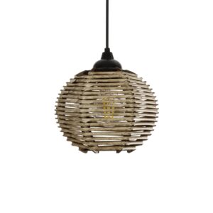GLOBOSTAR® JUTTI 205-0041 Boho Κρεμαστό Φωτιστικό Οροφής με Ντουί 1 x E27 AC 220-240V IP20 – Μπεζ – M20 x Π20 x Υ18cm