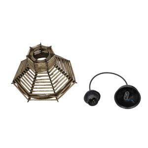 GLOBOSTAR® JUTTI 205-0042 Boho Κρεμαστό Φωτιστικό Οροφής με Ντουί 1 x E27 AC 220-240V IP20 – Μπεζ – M26 x Π26 x Υ15cm