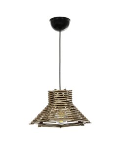 GLOBOSTAR® JUTTI 205-0042 Boho Κρεμαστό Φωτιστικό Οροφής με Ντουί 1 x E27 AC 220-240V IP20 – Μπεζ – M26 x Π26 x Υ15cm