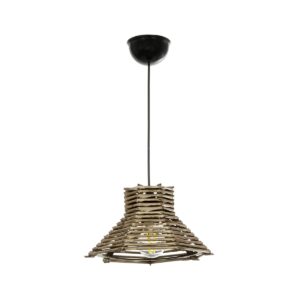 GLOBOSTAR® JUTTI 205-0042 Boho Κρεμαστό Φωτιστικό Οροφής με Ντουί 1 x E27 AC 220-240V IP20 – Μπεζ – M26 x Π26 x Υ15cm