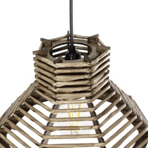 GLOBOSTAR® JUTTI 205-0042 Boho Κρεμαστό Φωτιστικό Οροφής με Ντουί 1 x E27 AC 220-240V IP20 – Μπεζ – M26 x Π26 x Υ15cm