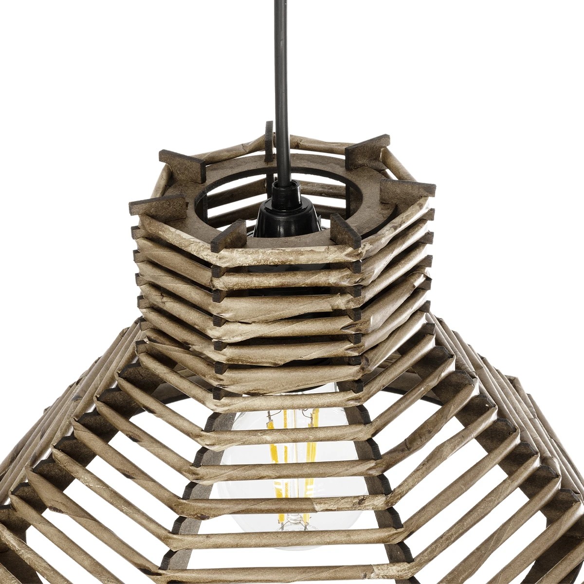 GLOBOSTAR® JUTTI 205-0042 Boho Κρεμαστό Φωτιστικό Οροφής με Ντουί 1 x E27 AC 220-240V IP20 – Μπεζ – M26 x Π26 x Υ15cm