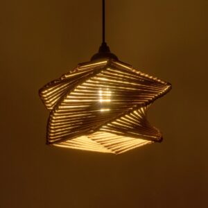 GLOBOSTAR® HUSLE 205-0043 Boho Κρεμαστό Φωτιστικό Οροφής με Ντουί 1 x E27 AC 220-240V IP20 – Μπεζ – M28 x Π28 x Υ19cm