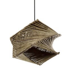 GLOBOSTAR® HUSLE 205-0043 Boho Κρεμαστό Φωτιστικό Οροφής με Ντουί 1 x E27 AC 220-240V IP20 – Μπεζ – M28 x Π28 x Υ19cm