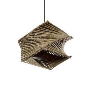 GLOBOSTAR® HUSLE 205-0043 Boho Κρεμαστό Φωτιστικό Οροφής με Ντουί 1 x E27 AC 220-240V IP20 – Μπεζ – M28 x Π28 x Υ19cm