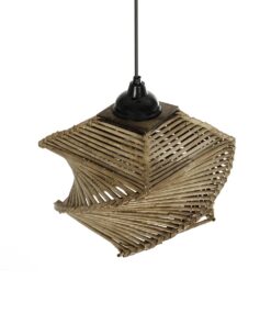 GLOBOSTAR® HUSLE 205-0043 Boho Κρεμαστό Φωτιστικό Οροφής με Ντουί 1 x E27 AC 220-240V IP20 – Μπεζ – M28 x Π28 x Υ19cm