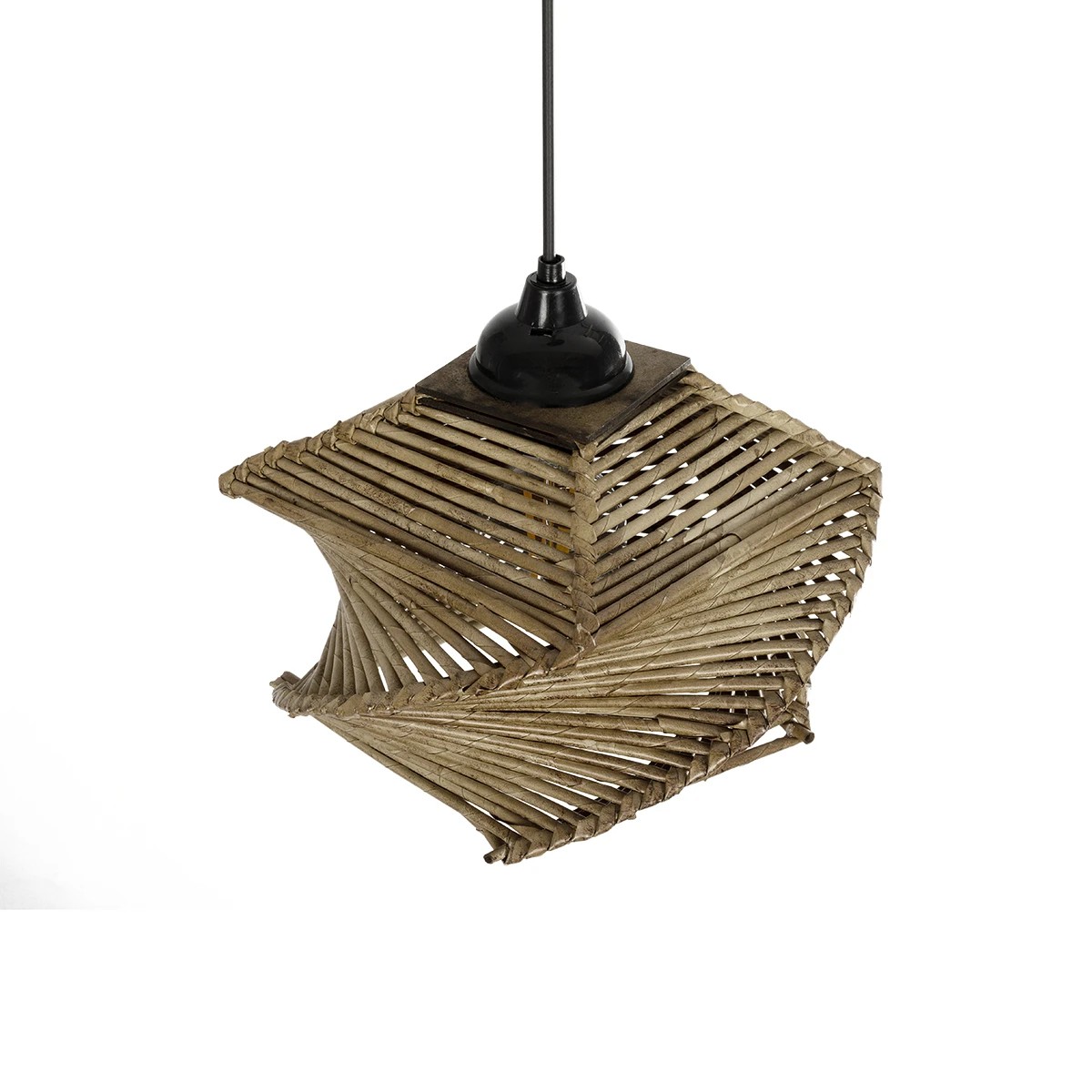 GLOBOSTAR® HUSLE 205-0043 Boho Κρεμαστό Φωτιστικό Οροφής με Ντουί 1 x E27 AC 220-240V IP20 – Μπεζ – M28 x Π28 x Υ19cm