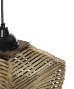 GLOBOSTAR® HUSLE 205-0043 Boho Κρεμαστό Φωτιστικό Οροφής με Ντουί 1 x E27 AC 220-240V IP20 – Μπεζ – M28 x Π28 x Υ19cm