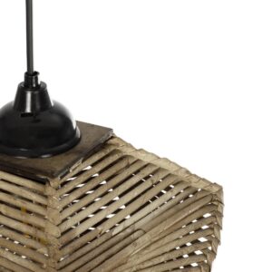 GLOBOSTAR® HUSLE 205-0043 Boho Κρεμαστό Φωτιστικό Οροφής με Ντουί 1 x E27 AC 220-240V IP20 – Μπεζ – M28 x Π28 x Υ19cm