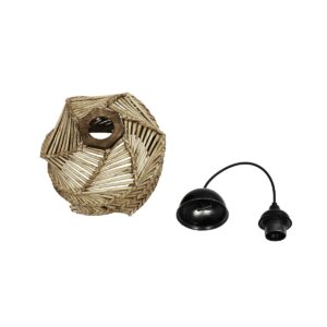 GLOBOSTAR® HUSLE 205-0044 Boho Κρεμαστό Φωτιστικό Οροφής με Ντουί 1 x E27 AC 220-240V IP20 – Μπεζ – M24 x Π24 x Υ21cm