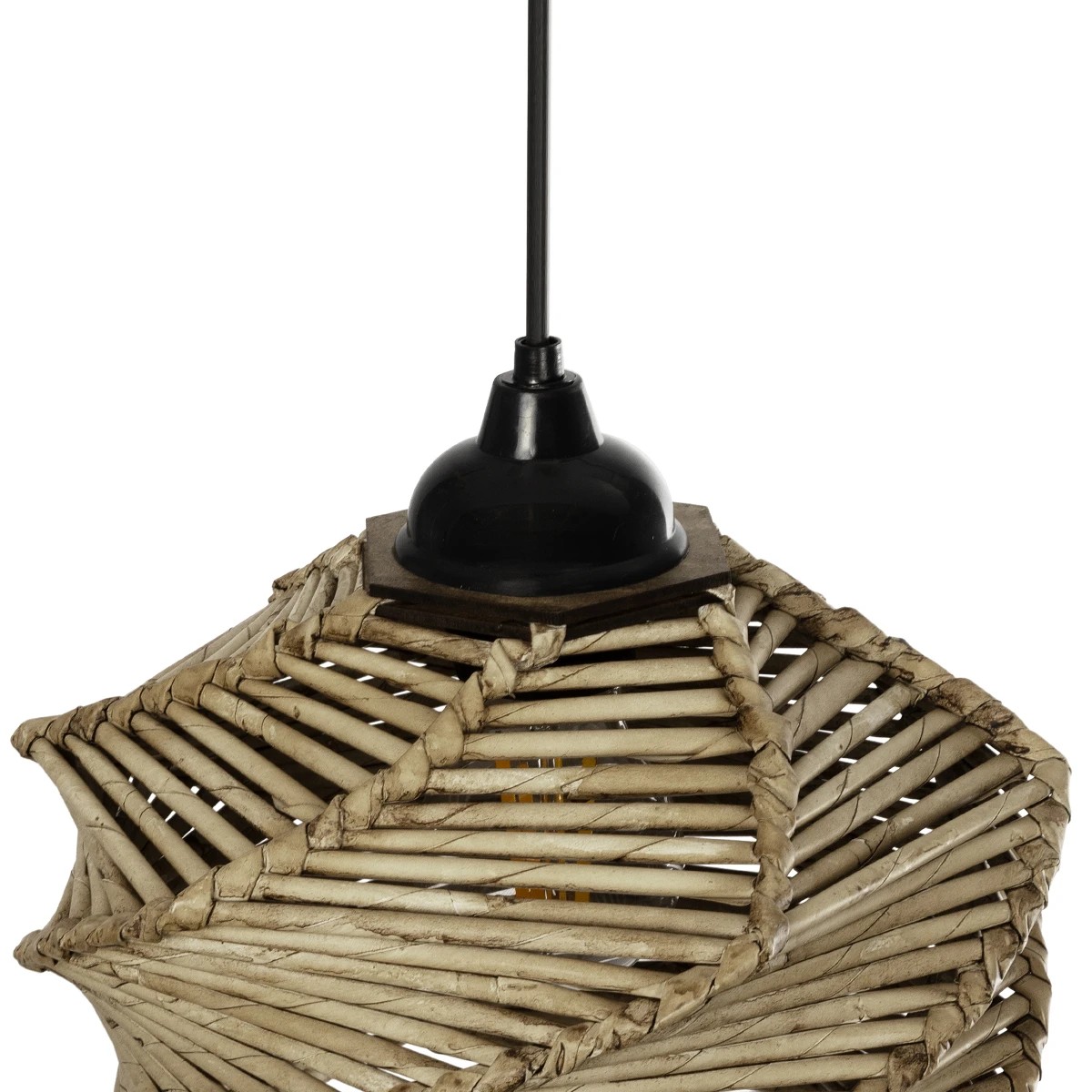 GLOBOSTAR® HUSLE 205-0044 Boho Κρεμαστό Φωτιστικό Οροφής με Ντουί 1 x E27 AC 220-240V IP20 – Μπεζ – M24 x Π24 x Υ21cm