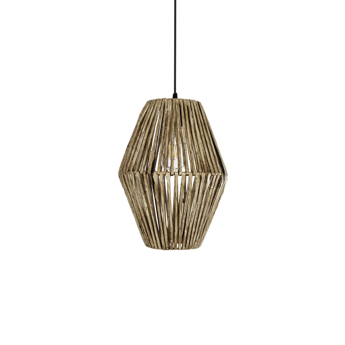 GLOBOSTAR® CASTILLO 205-0046 Boho Κρεμαστό Φωτιστικό Οροφής με Ντουί 1 x E27 AC 220-240V IP20 – Μπεζ – M26 x Π26 x Υ36cm