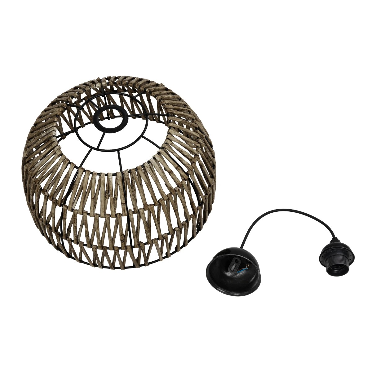 GLOBOSTAR® ARANCIA 205-0047 Boho Κρεμαστό Φωτιστικό Οροφής με Ντουί 1 x E27 AC 220-240V IP20 – Μπεζ – M35 x Π35 x Υ26cm