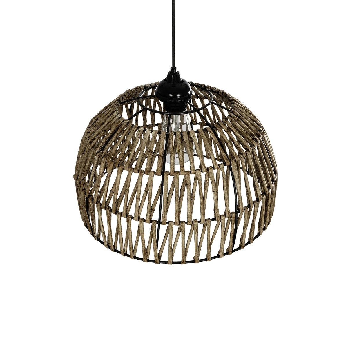 GLOBOSTAR® ARANCIA 205-0047 Boho Κρεμαστό Φωτιστικό Οροφής με Ντουί 1 x E27 AC 220-240V IP20 – Μπεζ – M35 x Π35 x Υ26cm