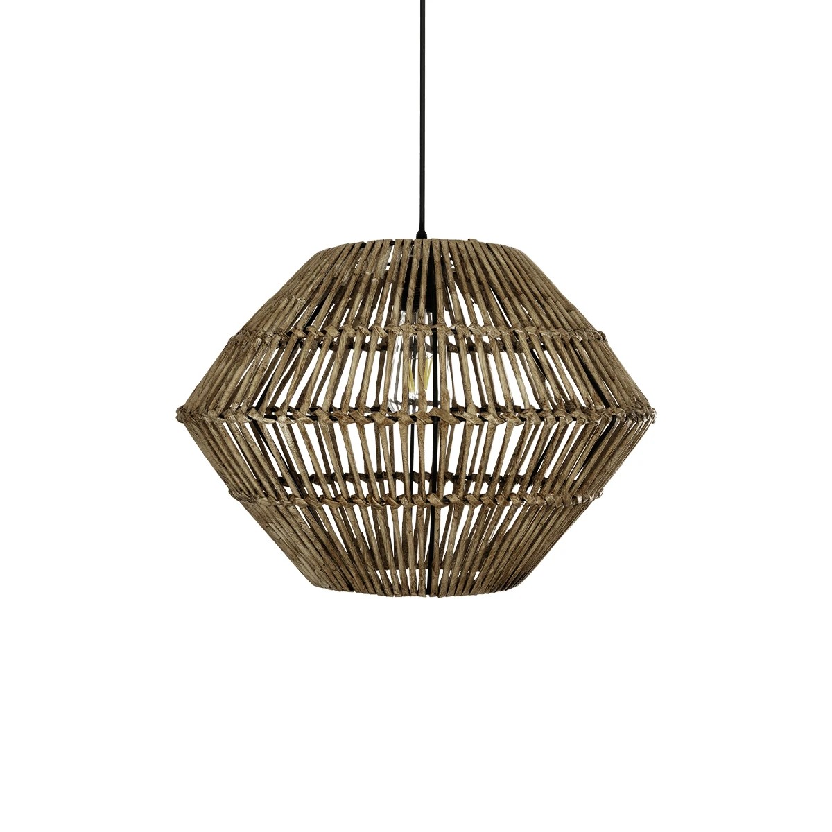 GLOBOSTAR® KEGEL 205-0048 Boho Κρεμαστό Φωτιστικό Οροφής με Ντουί 1 x E27 AC 220-240V IP20 – Μπεζ – M46 x Π46 x Υ35cm