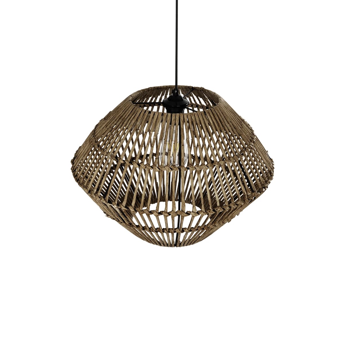 GLOBOSTAR® KEGEL 205-0048 Boho Κρεμαστό Φωτιστικό Οροφής με Ντουί 1 x E27 AC 220-240V IP20 – Μπεζ – M46 x Π46 x Υ35cm