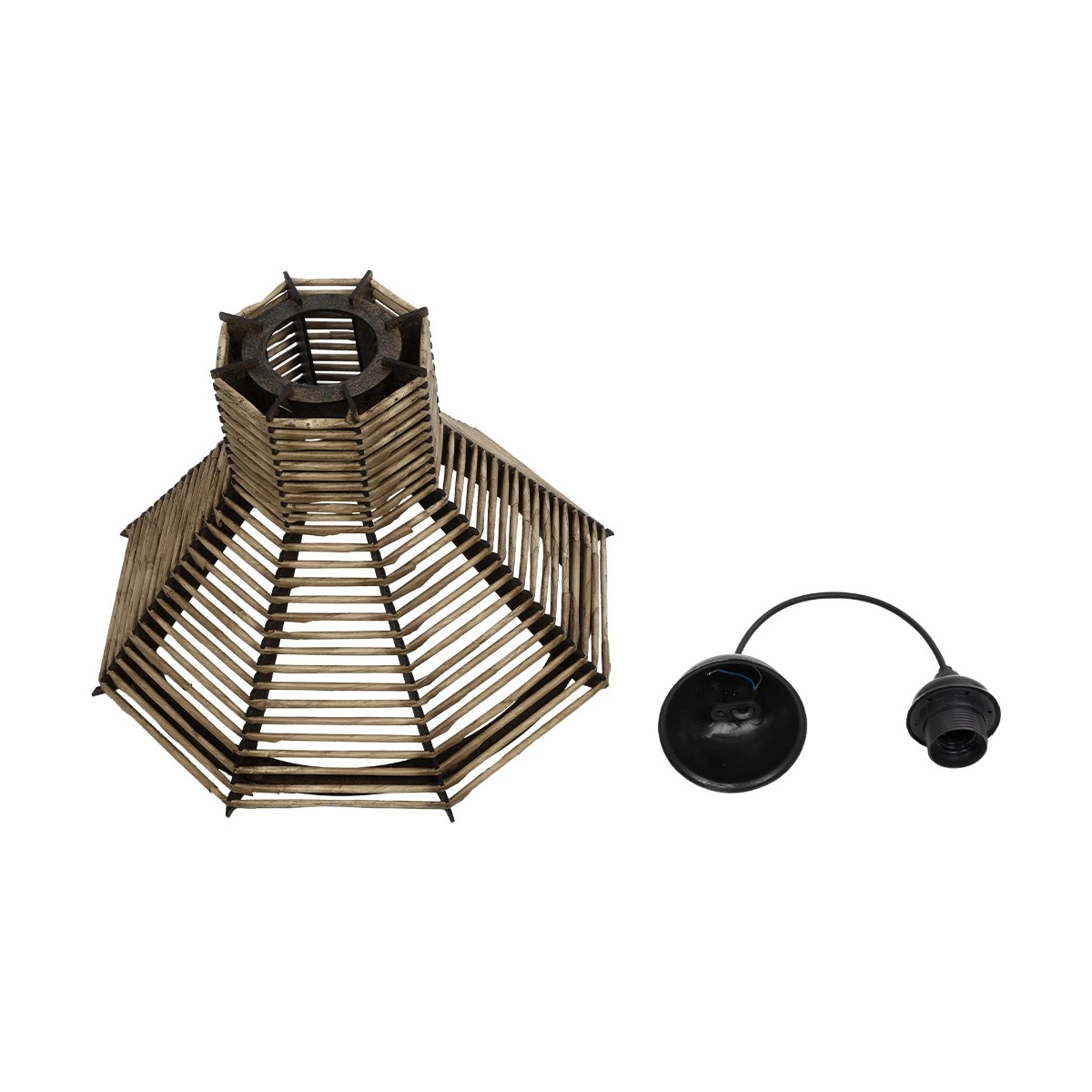 GLOBOSTAR® MEGALISTO 205-0051 Boho Κρεμαστό Φωτιστικό Οροφής με Ντουί 1 x E27 AC 220-240V IP20 – Καφέ- M40 x Π40 x Υ26cm