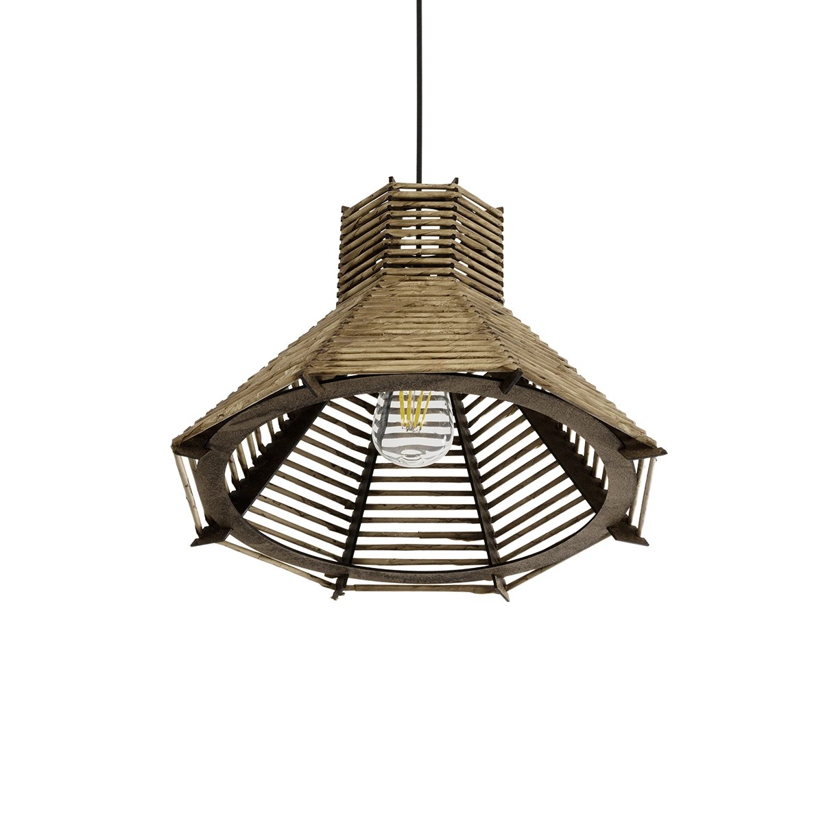 GLOBOSTAR® MEGALISTO 205-0051 Boho Κρεμαστό Φωτιστικό Οροφής με Ντουί 1 x E27 AC 220-240V IP20 – Καφέ- M40 x Π40 x Υ26cm