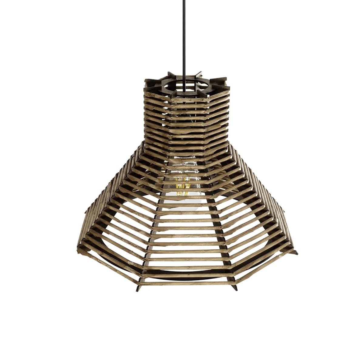 GLOBOSTAR® MEGALISTO 205-0051 Boho Κρεμαστό Φωτιστικό Οροφής με Ντουί 1 x E27 AC 220-240V IP20 – Καφέ- M40 x Π40 x Υ26cm