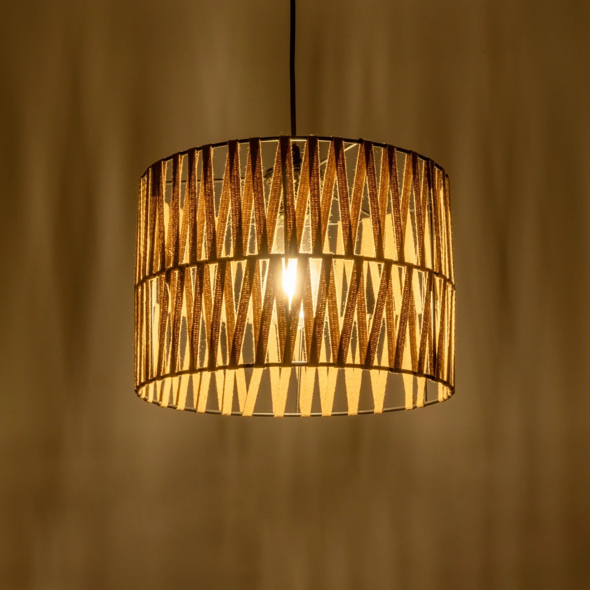 GLOBOSTAR® MARS 205-0054 Boho Κρεμαστό Φωτιστικό Οροφής με Ντουί 1 x E27 AC 220-240V IP20 – Μπεζ – M30 x Π30 x Υ24cm