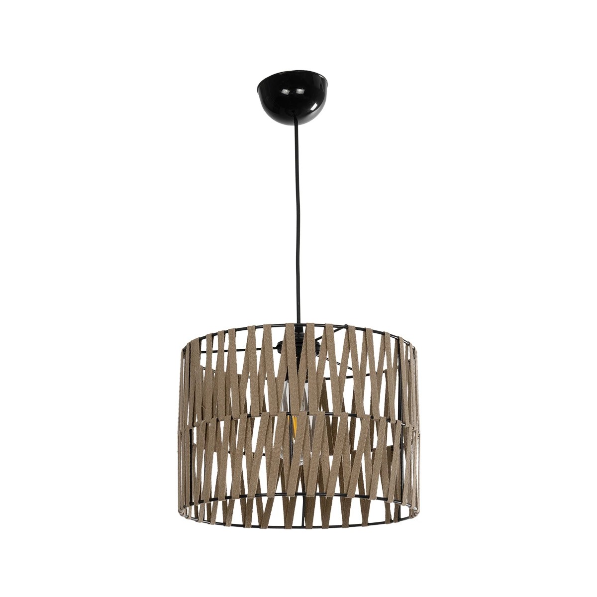 GLOBOSTAR® MARS 205-0054 Boho Κρεμαστό Φωτιστικό Οροφής με Ντουί 1 x E27 AC 220-240V IP20 – Μπεζ – M30 x Π30 x Υ24cm