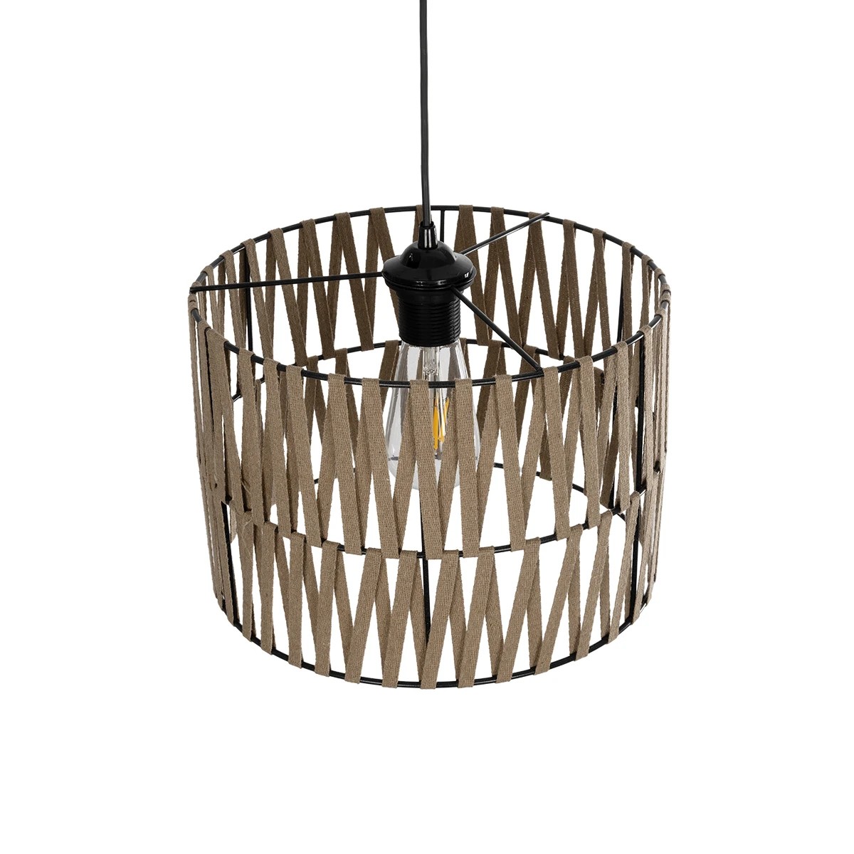 GLOBOSTAR® MARS 205-0054 Boho Κρεμαστό Φωτιστικό Οροφής με Ντουί 1 x E27 AC 220-240V IP20 – Μπεζ – M30 x Π30 x Υ24cm