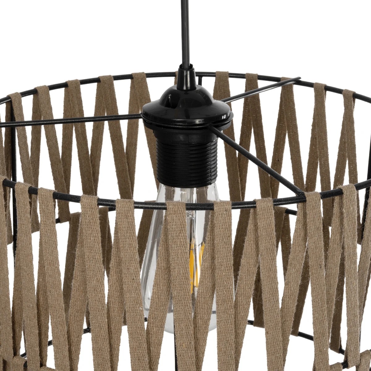 GLOBOSTAR® MARS 205-0054 Boho Κρεμαστό Φωτιστικό Οροφής με Ντουί 1 x E27 AC 220-240V IP20 – Μπεζ – M30 x Π30 x Υ24cm