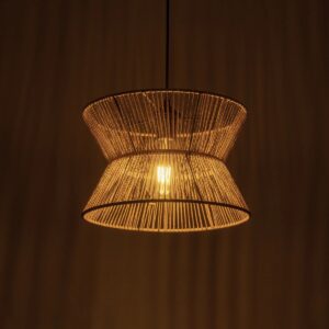 GLOBOSTAR® UPCONE 205-0055 Boho Κρεμαστό Φωτιστικό Οροφής με Ντουί 1 x E27 AC 220-240V IP20 – Μπεζ – M30 x Π30 x Υ21cm