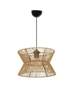 GLOBOSTAR® UPCONE 205-0055 Boho Κρεμαστό Φωτιστικό Οροφής με Ντουί 1 x E27 AC 220-240V IP20 – Μπεζ – M30 x Π30 x Υ21cm