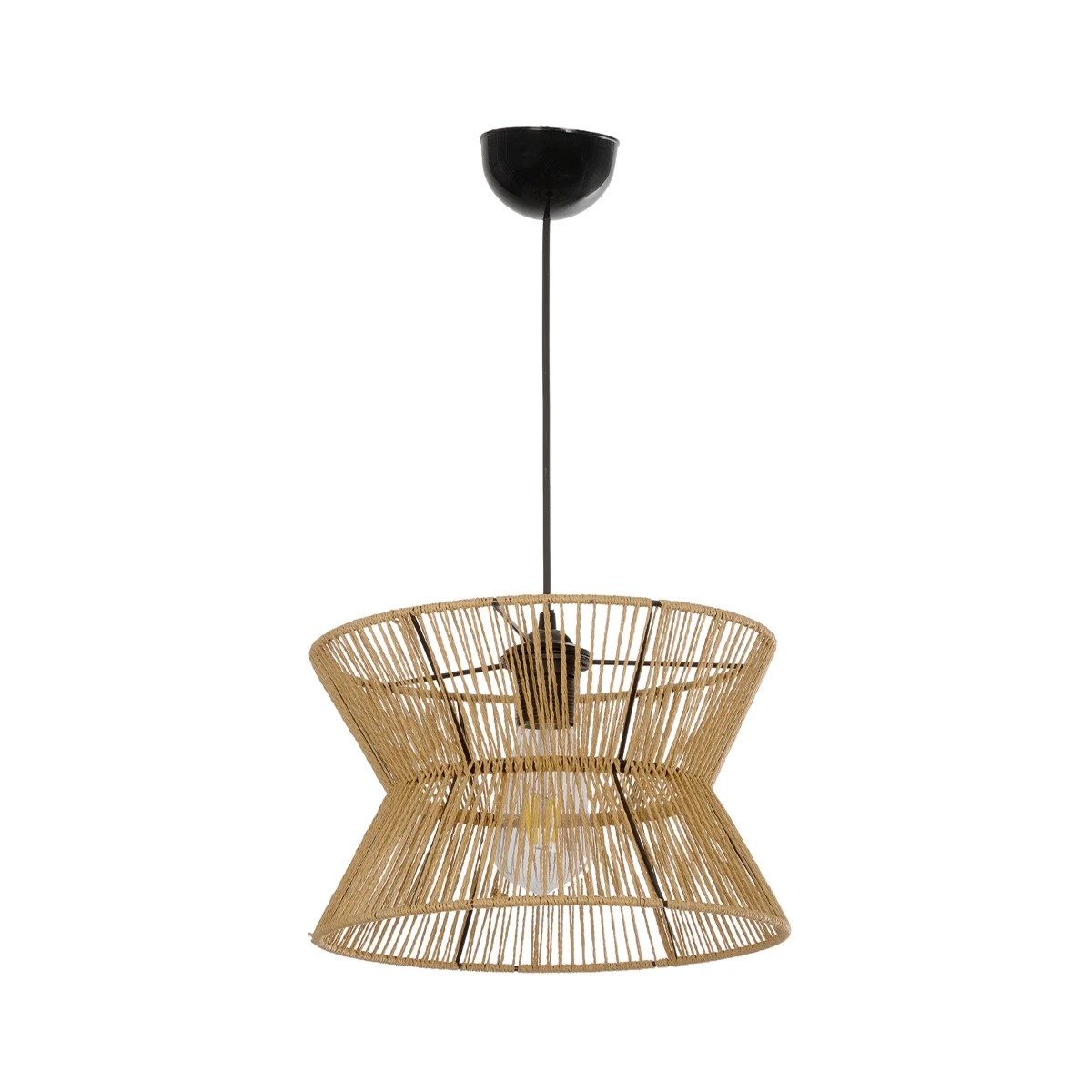 GLOBOSTAR® UPCONE 205-0055 Boho Κρεμαστό Φωτιστικό Οροφής με Ντουί 1 x E27 AC 220-240V IP20 – Μπεζ – M30 x Π30 x Υ21cm