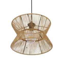 GLOBOSTAR® UPCONE 205-0055 Boho Κρεμαστό Φωτιστικό Οροφής με Ντουί 1 x E27 AC 220-240V IP20 – Μπεζ – M30 x Π30 x Υ21cm