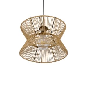 GLOBOSTAR® UPCONE 205-0055 Boho Κρεμαστό Φωτιστικό Οροφής με Ντουί 1 x E27 AC 220-240V IP20 – Μπεζ – M30 x Π30 x Υ21cm