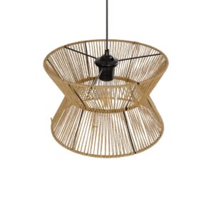 GLOBOSTAR® UPCONE 205-0055 Boho Κρεμαστό Φωτιστικό Οροφής με Ντουί 1 x E27 AC 220-240V IP20 – Μπεζ – M30 x Π30 x Υ21cm