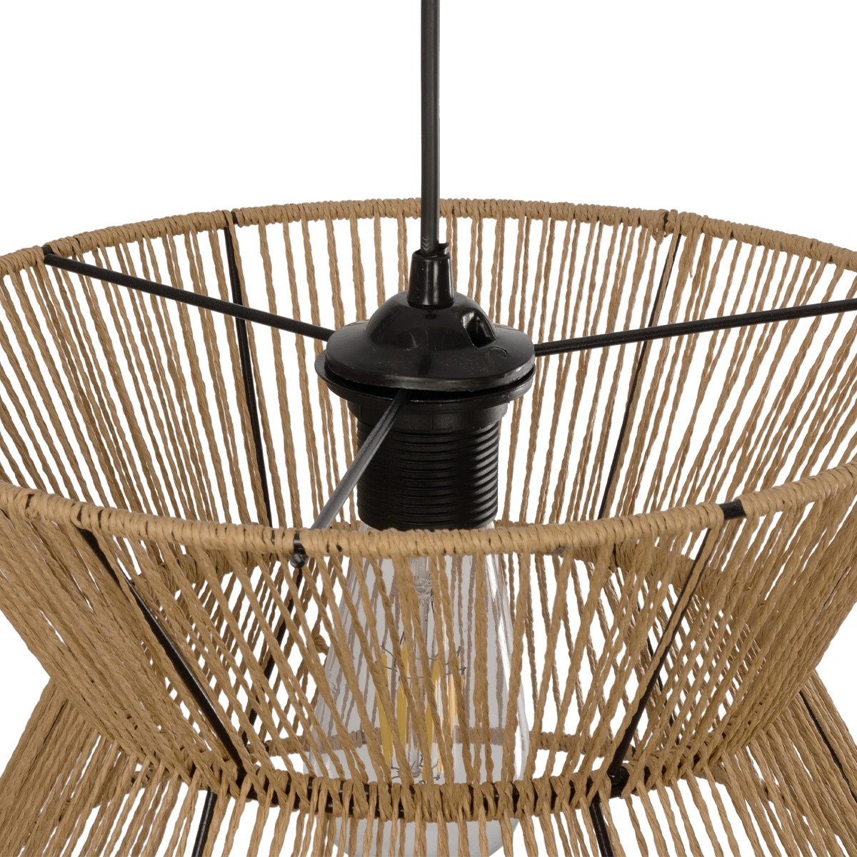 GLOBOSTAR® UPCONE 205-0055 Boho Κρεμαστό Φωτιστικό Οροφής με Ντουί 1 x E27 AC 220-240V IP20 – Μπεζ – M30 x Π30 x Υ21cm