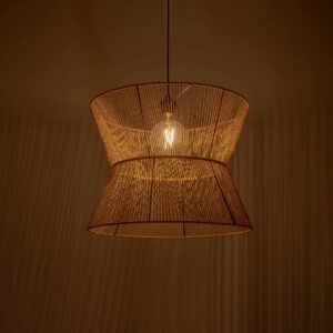 GLOBOSTAR® UPCONE 205-0056 Boho Κρεμαστό Φωτιστικό Οροφής με Ντουί 1 x E27 AC 220-240V IP20 – Μπεζ – M50 x Π50 x Υ43cm