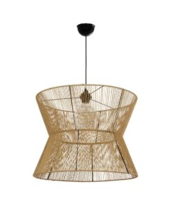 GLOBOSTAR® UPCONE 205-0056 Boho Κρεμαστό Φωτιστικό Οροφής με Ντουί 1 x E27 AC 220-240V IP20 – Μπεζ – M50 x Π50 x Υ43cm