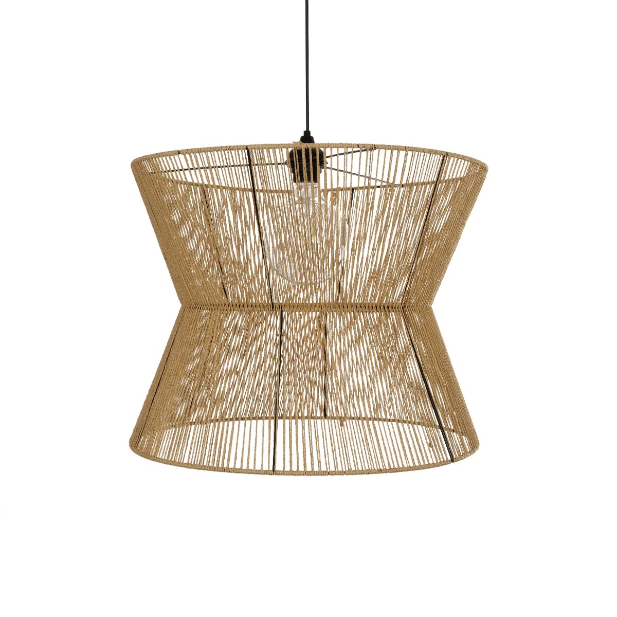 GLOBOSTAR® UPCONE 205-0056 Boho Κρεμαστό Φωτιστικό Οροφής με Ντουί 1 x E27 AC 220-240V IP20 – Μπεζ – M50 x Π50 x Υ43cm