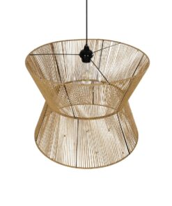 GLOBOSTAR® UPCONE 205-0056 Boho Κρεμαστό Φωτιστικό Οροφής με Ντουί 1 x E27 AC 220-240V IP20 – Μπεζ – M50 x Π50 x Υ43cm