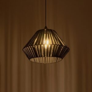 GLOBOSTAR® NUI 205-0061 Boho Κρεμαστό Φωτιστικό Οροφής με Ντουί 1 x E27 AC 220-240V IP20 – Μαύρο – M36 x Π36 x Υ27cm