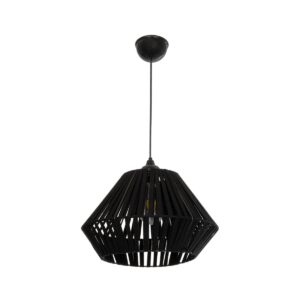 GLOBOSTAR® NUI 205-0061 Boho Κρεμαστό Φωτιστικό Οροφής με Ντουί 1 x E27 AC 220-240V IP20 – Μαύρο – M36 x Π36 x Υ27cm