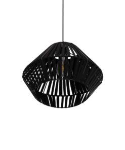 GLOBOSTAR® NUI 205-0061 Boho Κρεμαστό Φωτιστικό Οροφής με Ντουί 1 x E27 AC 220-240V IP20 – Μαύρο – M36 x Π36 x Υ27cm