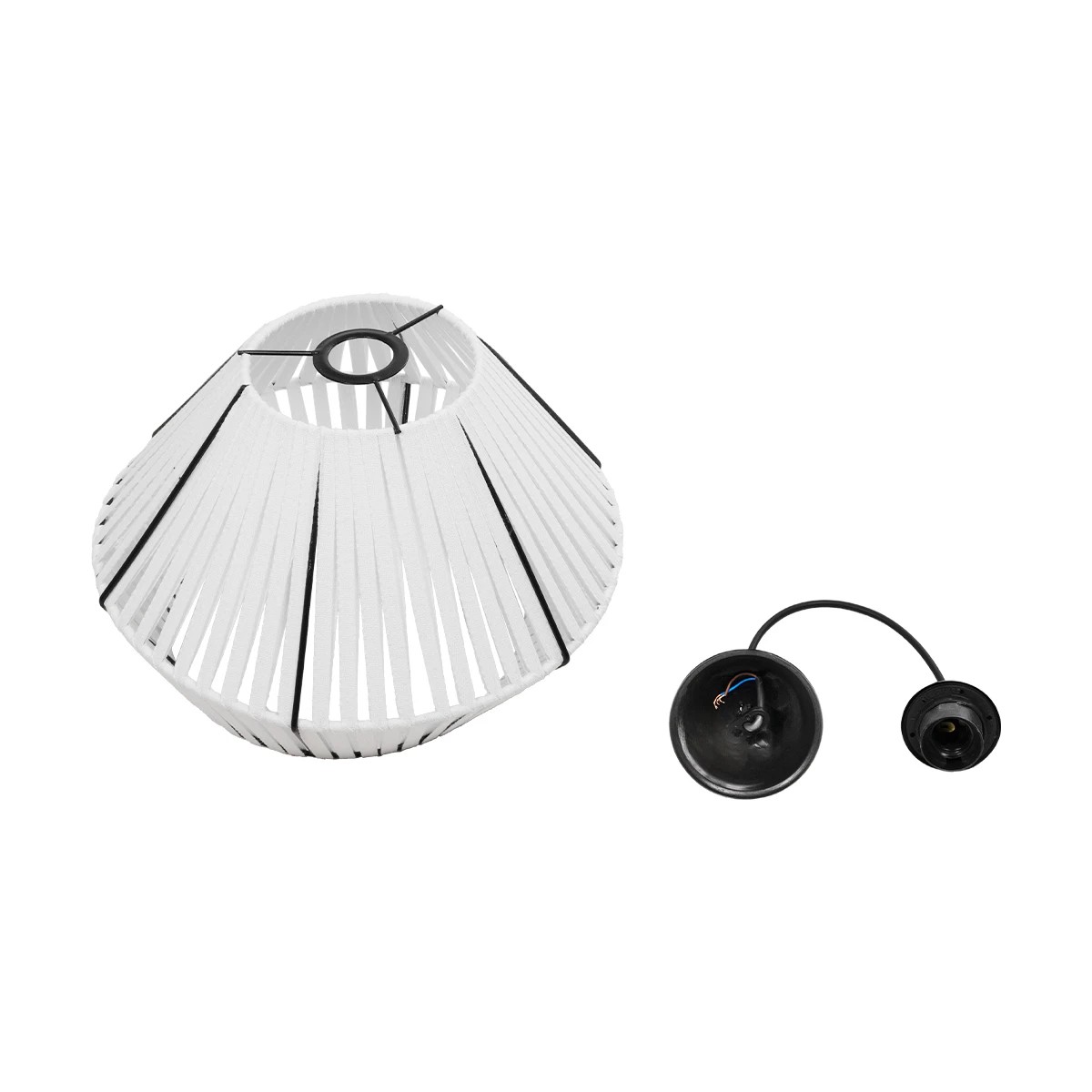 GLOBOSTAR® NUI 205-0063 Boho Κρεμαστό Φωτιστικό Οροφής με Ντουί 1 x E27 AC 220-240V IP20 – Λευκό – M36 x Π36 x Υ27cm