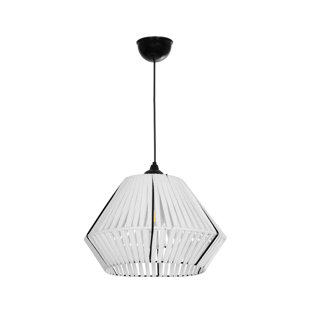 GLOBOSTAR® NUI 205-0063 Boho Κρεμαστό Φωτιστικό Οροφής με Ντουί 1 x E27 AC 220-240V IP20 – Λευκό – M36 x Π36 x Υ27cm