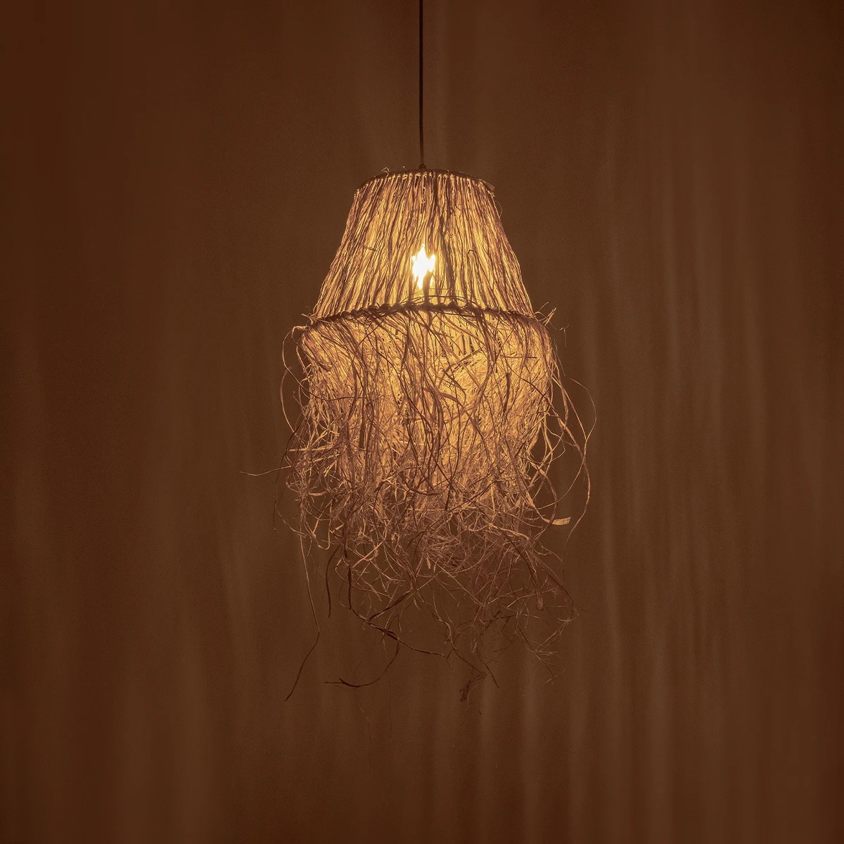 GLOBOSTAR® HERBE 205-0073 Boho Κρεμαστό Φωτιστικό Οροφής με Ντουί 1 x E27 AC 220-240V IP20 – Μπεζ – M30 x Π30 x Υ40cm