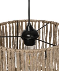 GLOBOSTAR® REGEN 205-0074 Boho Κρεμαστό Φωτιστικό Οροφής με Ντουί 1 x E27 AC 220-240V IP20 – Μπεζ – M30 x Π30 x Υ40cm